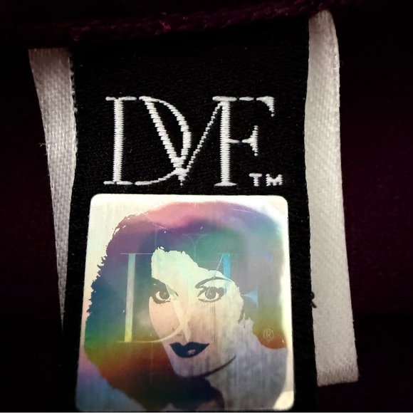 Diane Von Furstenberg Purple Wool Sheath Dress Women’s 6 Cap Sleeve V-Neck - Picture 3 of 15